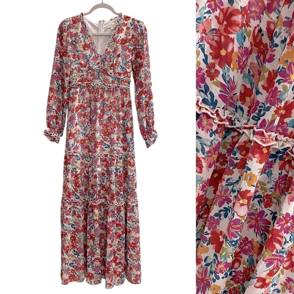 BOHME Floral Long Sleeve Maxi Dress Size XS - Picture 9 of 11